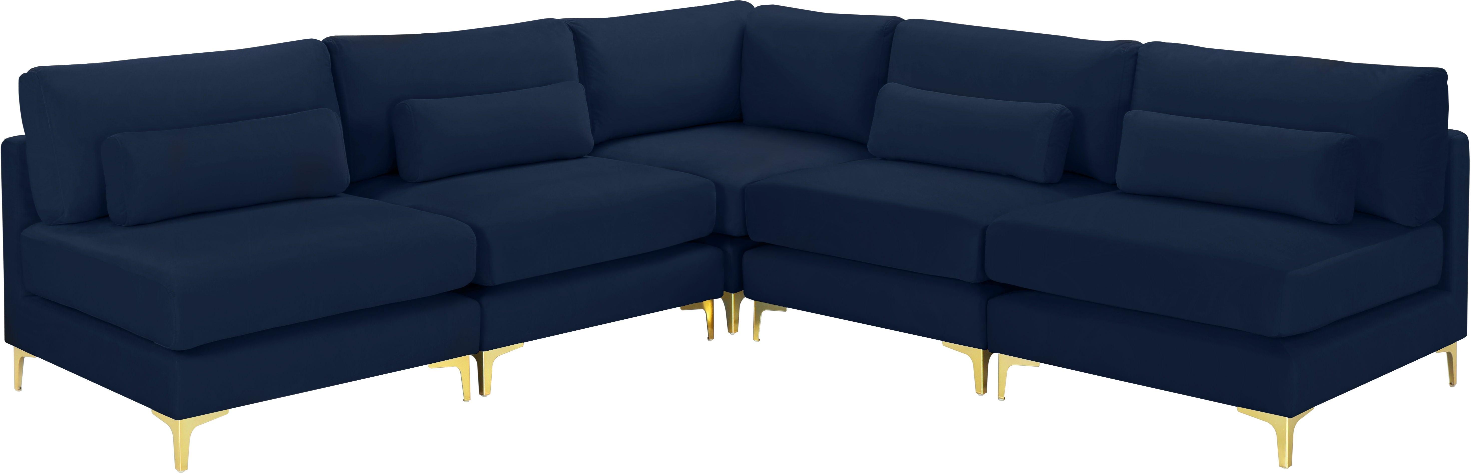 Meridian Furniture - Julia - Modular Sectional 5 Piece - Navy - Fabric - 5th Avenue Furniture