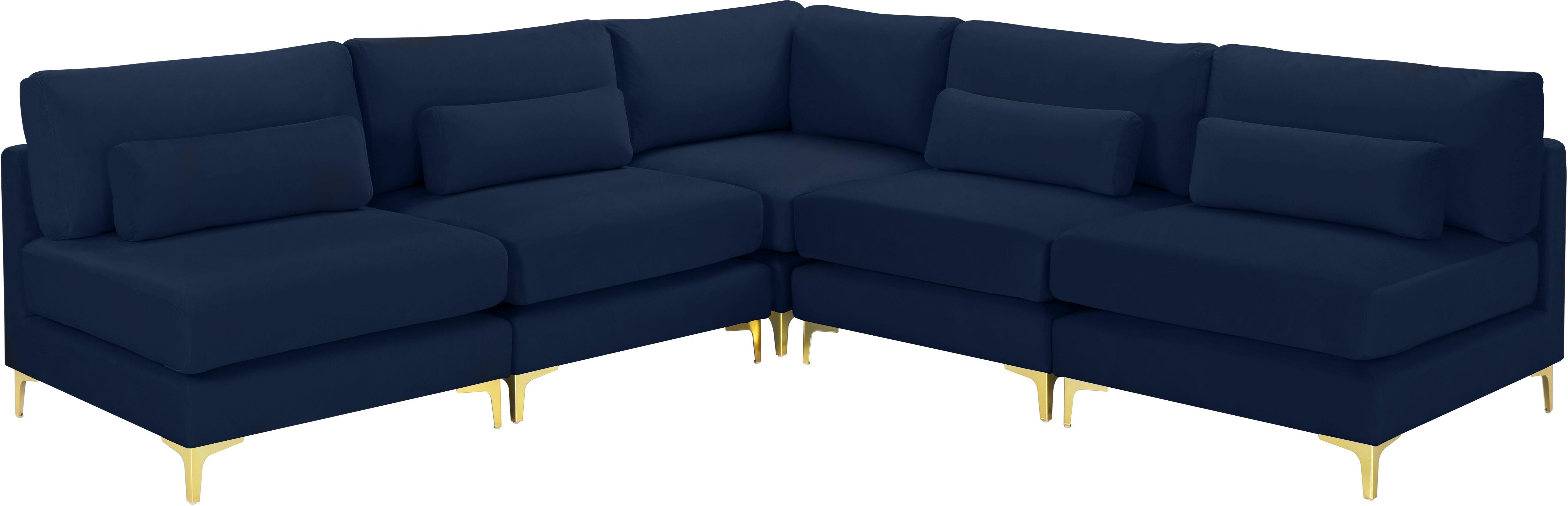 Meridian Furniture - Julia - Modular Sectional 5 Piece - Navy - Fabric - 5th Avenue Furniture