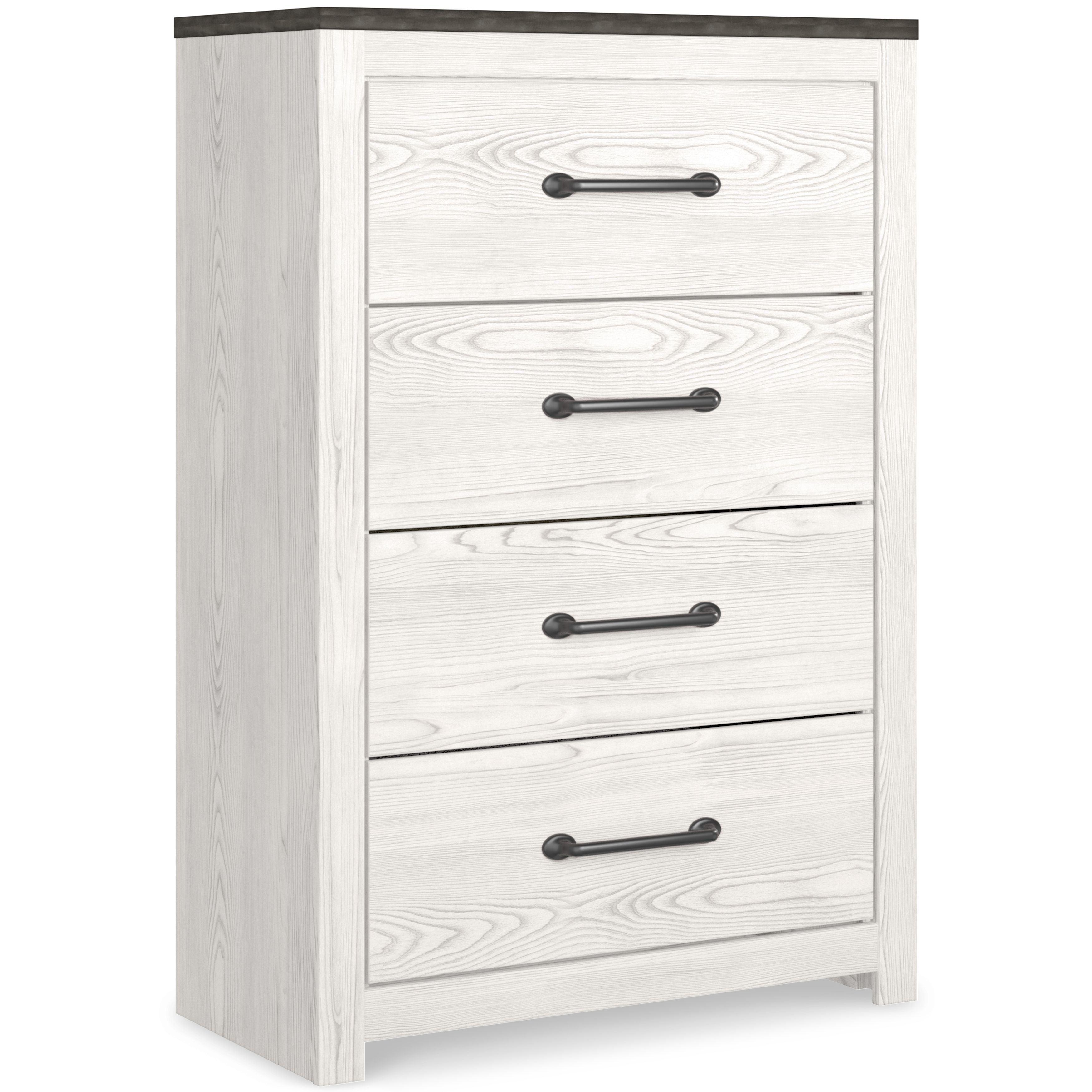Signature Design by Ashley® - Gerridan - White / Gray - Four Drawer Chest - 5th Avenue Furniture
