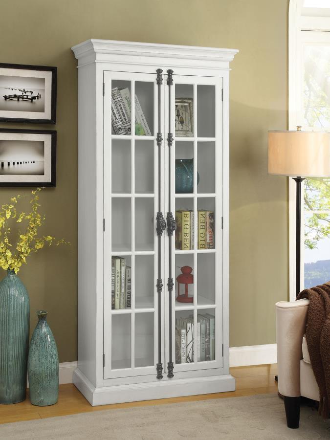 CoasterElevations - Toni - 2-Door Tall Cabinet - Antique White - 5th Avenue Furniture