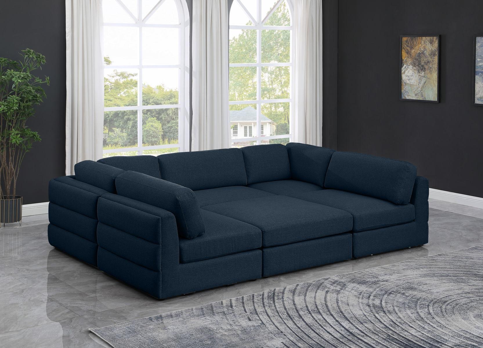 Meridian Furniture - Beckham - Modular Sectional 6 Piece - Navy - 5th Avenue Furniture