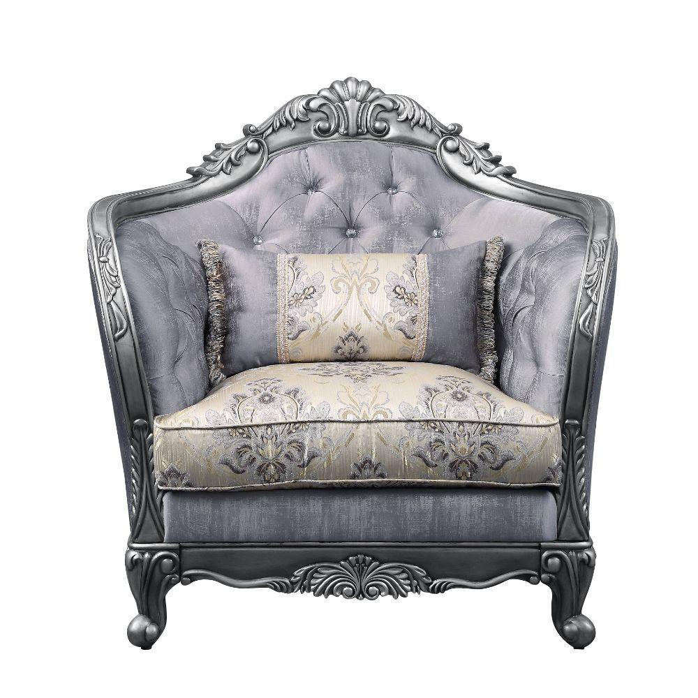 ACME - Ariadne - Chair - Fabric & Platinum - 5th Avenue Furniture