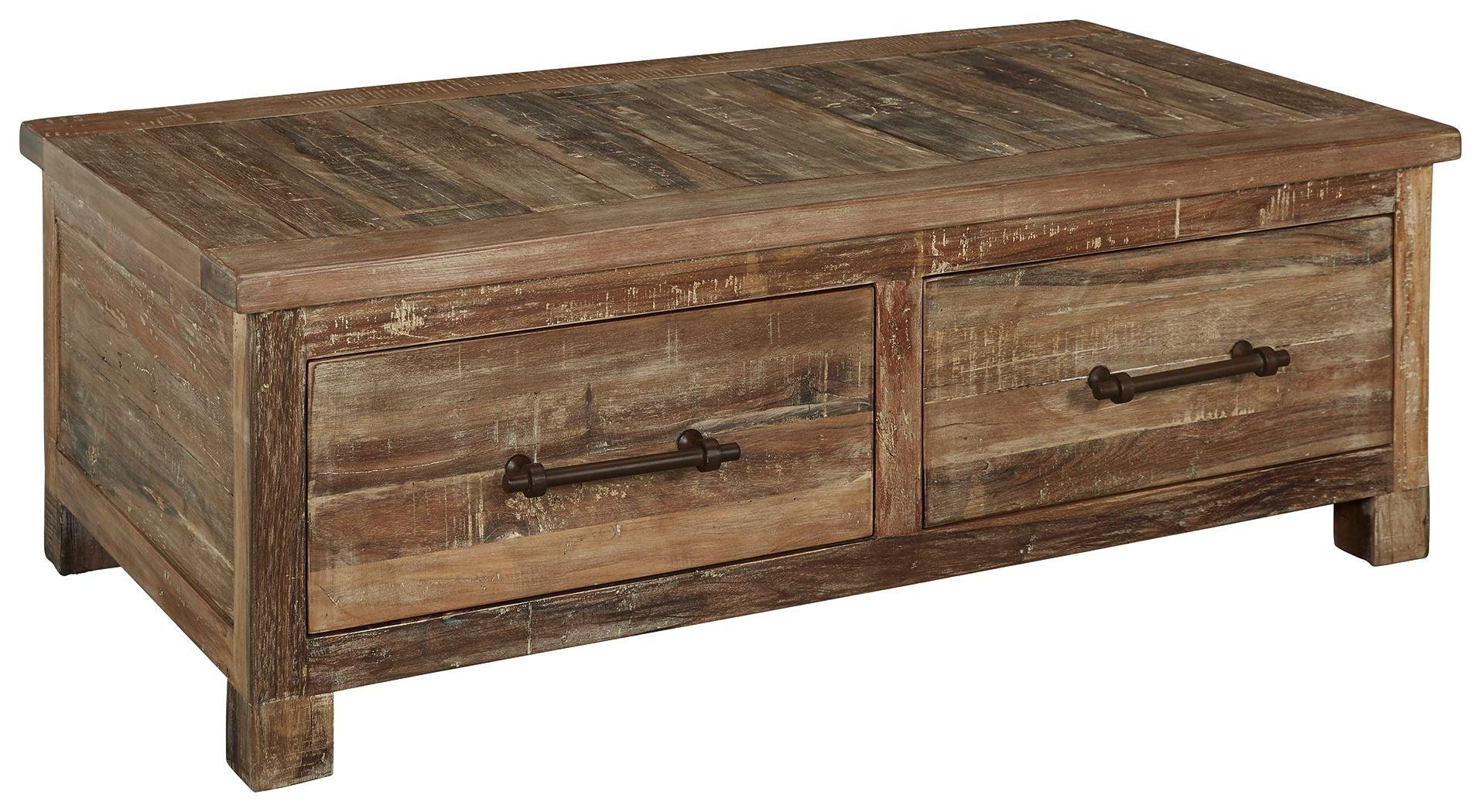 Signature Design by Ashley® - Randale - Distressed Brown - Cocktail Table With Storage - 5th Avenue Furniture