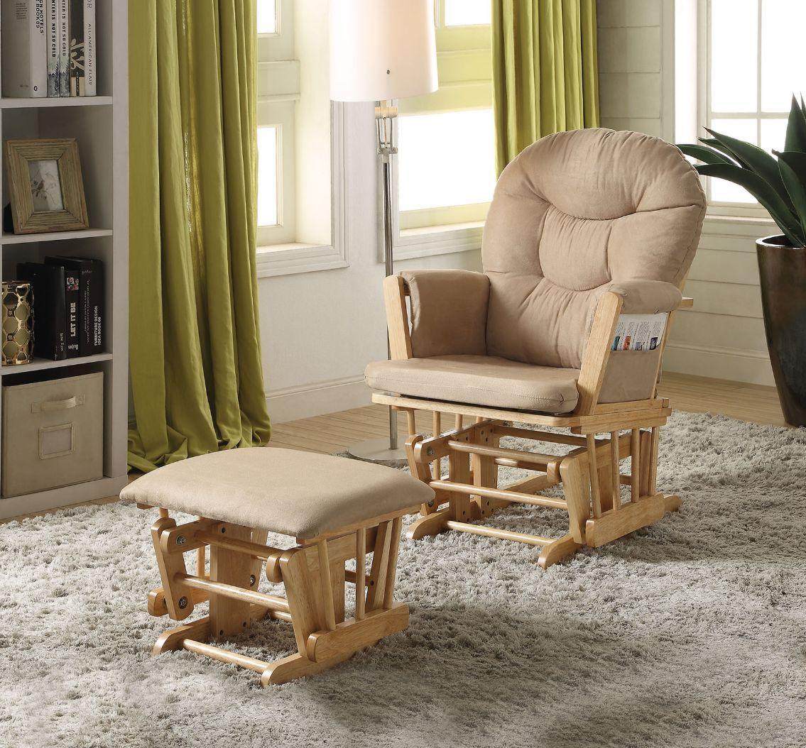 ACME - Rehan - Accent Chair - Taupe Microfiber & Natural Oak - 5th Avenue Furniture