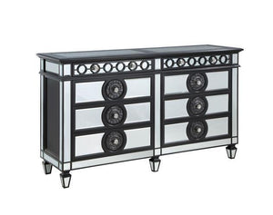 ACME - Varian II - Dresser - Black Velvet & Black & Sliver Finish - 5th Avenue Furniture