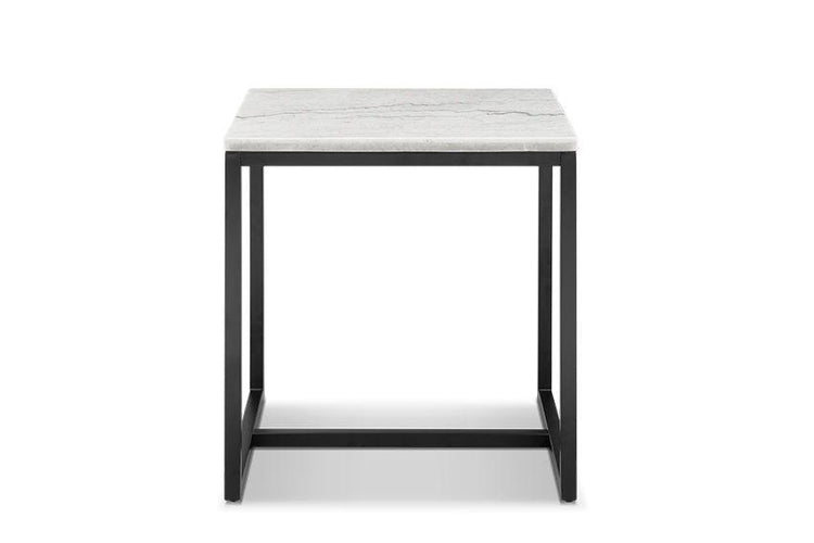 Magnussen Furniture - Torin - Rectangular End Table - White Marble And Matte Black - 5th Avenue Furniture