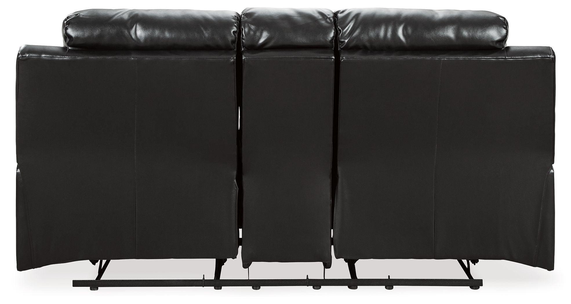 Ashley Furniture - Kempten - Black - Dbl Rec Loveseat W/Console - 5th Avenue Furniture