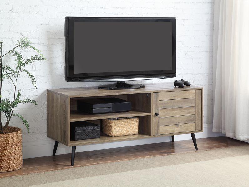 ACME - Baina II - TV Stand - Rustic Oak & Black Finish - 5th Avenue Furniture