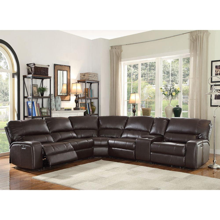ACME - Saul - Sectional Sofa - Espresso Leather-Aire - 5th Avenue Furniture