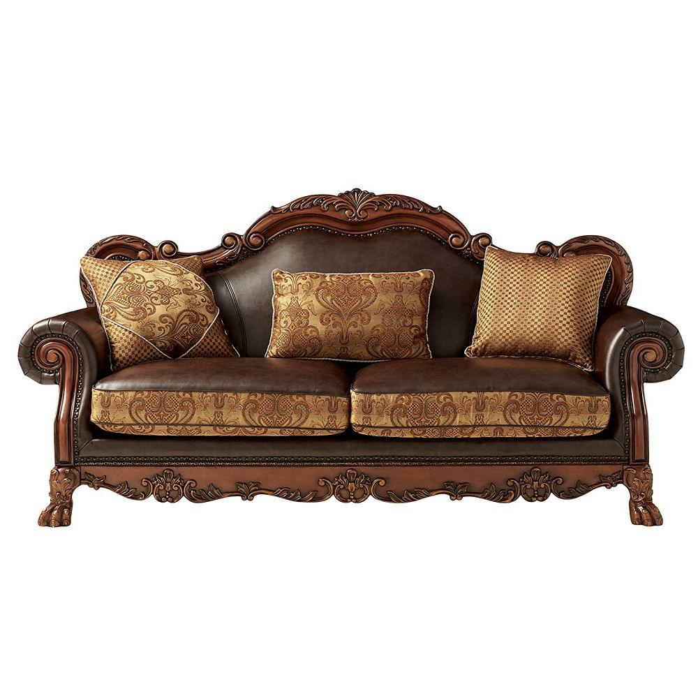 ACME - Dresden - Sofa - Bone PU & Gold Patina - 5th Avenue Furniture