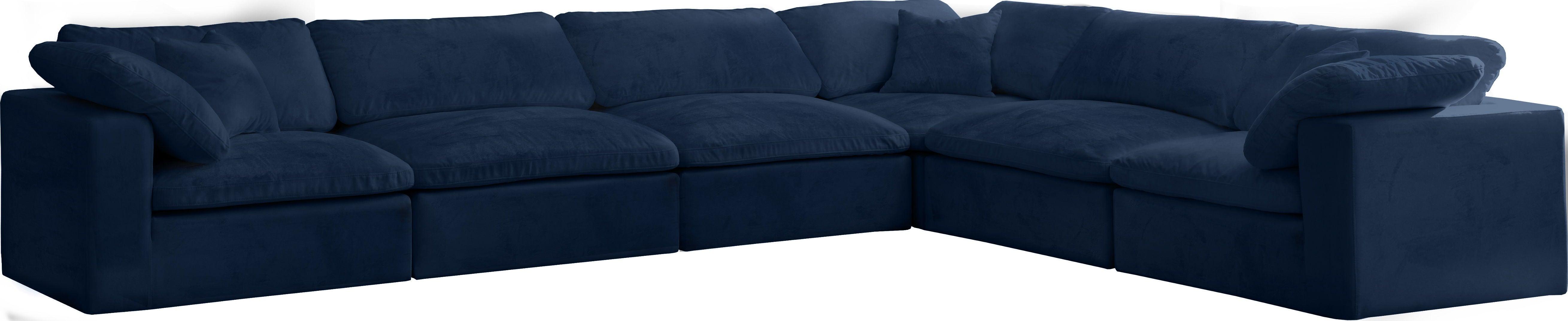 Meridian Furniture - Cozy - Modular Sectional Cloud - Navy - Fabric - 5th Avenue Furniture