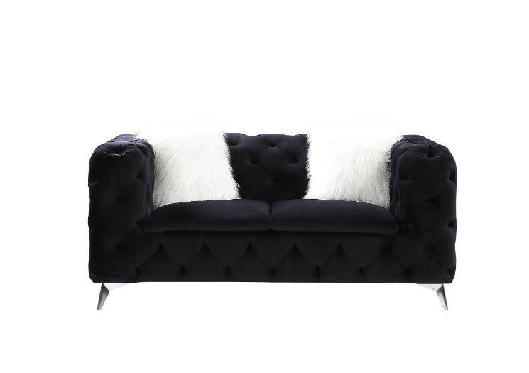 ACME - Phifina - Loveseat - Black Velvet - 5th Avenue Furniture