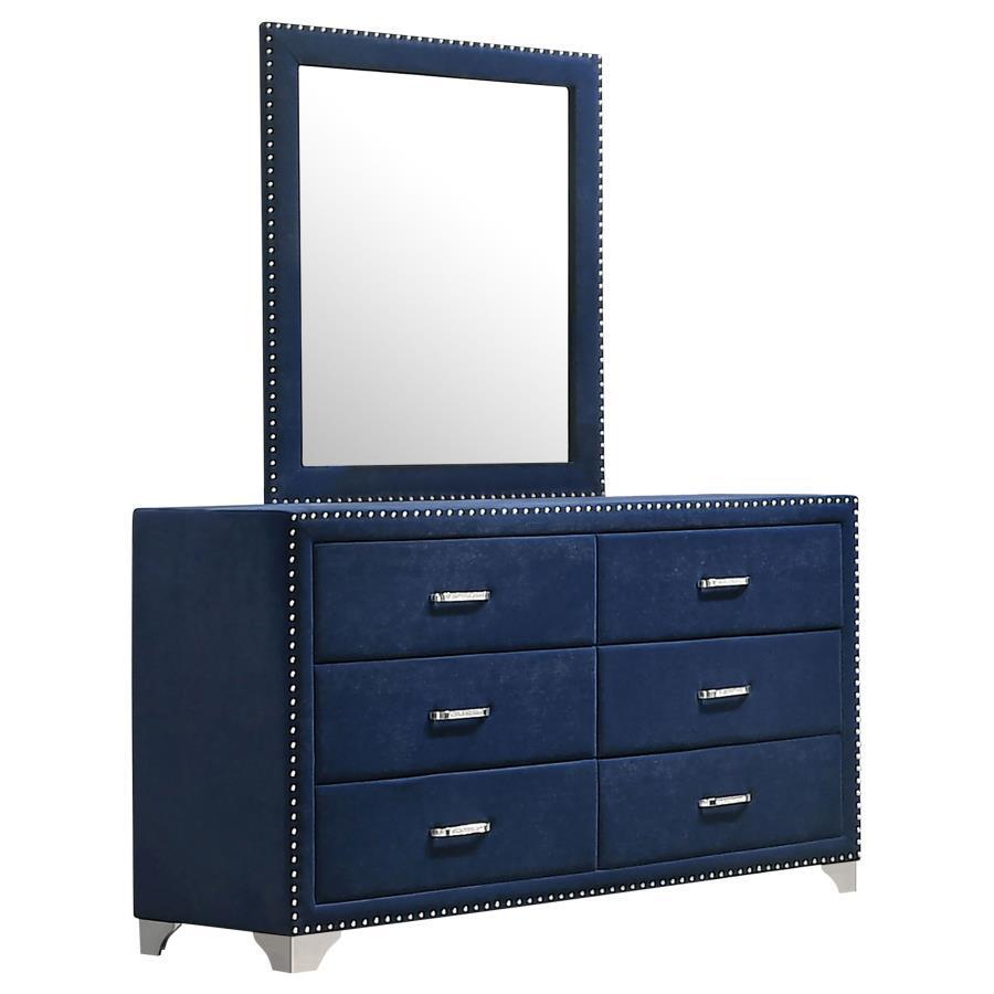 CoasterEveryday - Melody - 6-Drawer Upholstered Dresser With Mirror - 5th Avenue Furniture