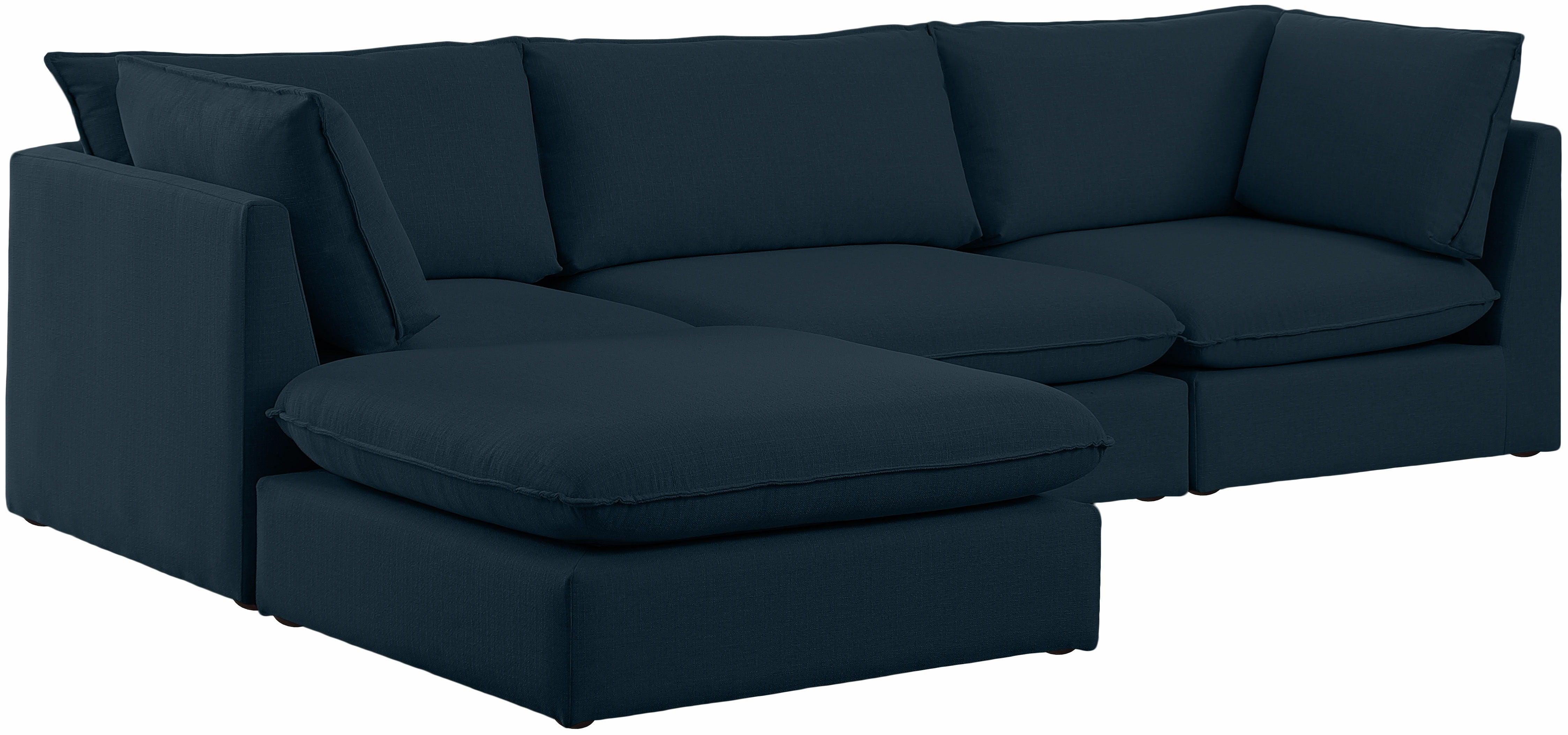 Meridian Furniture - Mackenzie - Modular Sectional 4 Piece - Navy - 5th Avenue Furniture