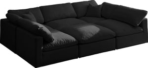 Meridian Furniture - Plush - Velvet Standart Comfort Modular Sectional 6 Piece - Black - Modern & Contemporary - 5th Avenue Furniture