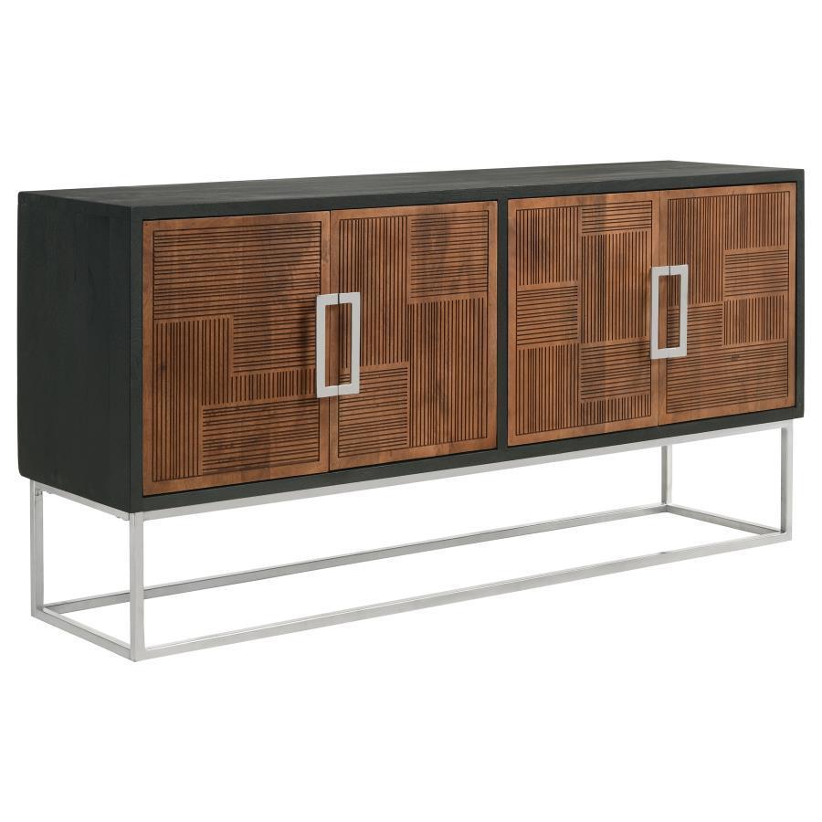 Coaster Fine Furniture - Borman - 4-Door Wooden Accent Cabinet - Walnut And Black - 5th Avenue Furniture