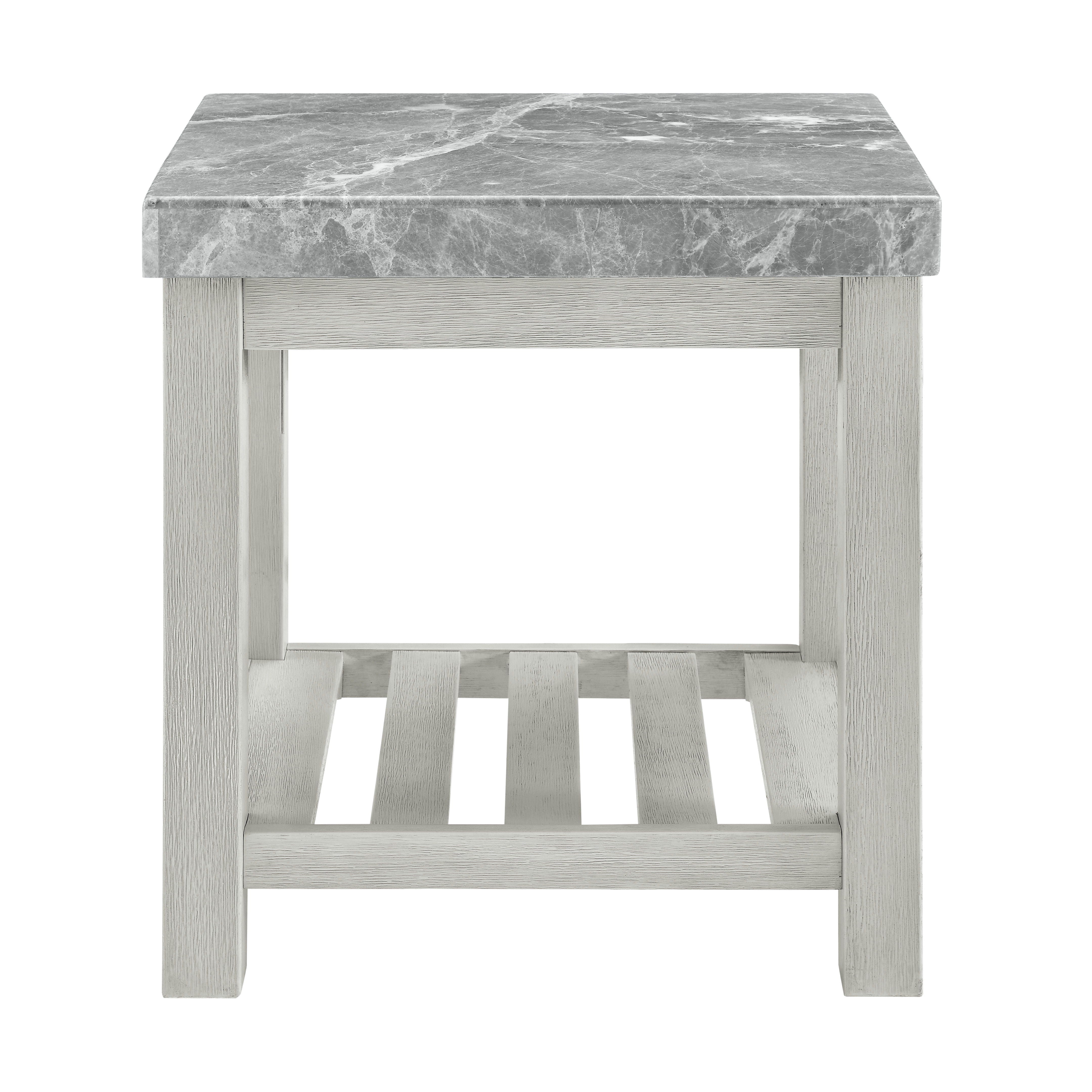 Canova - Gray Marble Top End Table - White