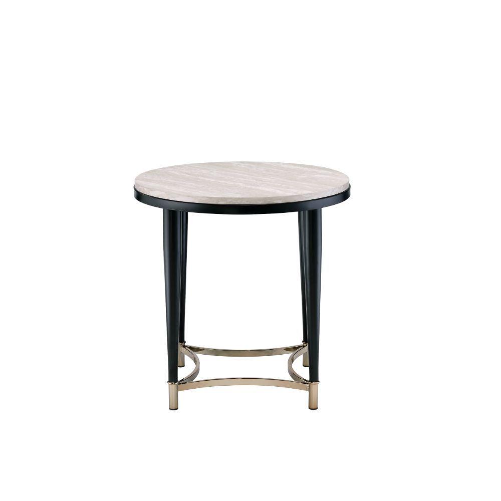 ACME - Ayser - End Table - White Washed & Black - 5th Avenue Furniture