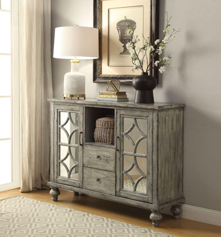ACME - Velika - Accent Table - Weathered Gray - Wood - 5th Avenue Furniture