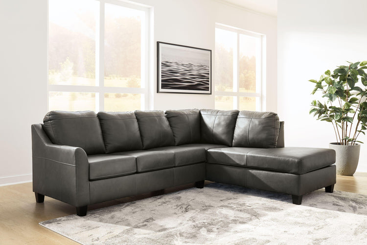 Signature Design by Ashley® - Valderno - Fog - 2-Piece Sectional With Raf Corner Chaise - 5th Avenue Furniture