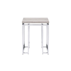 ACME - Chafik - End Table - Natural Oak & Chrome - 5th Avenue Furniture