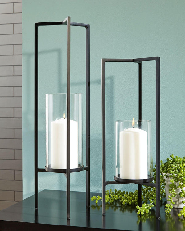 Ashley Furniture - Ginette - Black - Candle Holder Set (Set of 2) - 5th Avenue Furniture