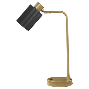 CoasterEssence - Cherise - Adjustable Shade Table Lamp - Antique Brass And Matte Black - 5th Avenue Furniture