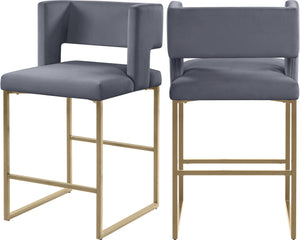 Meridian Furniture - Caleb - Counter Stool with Gold Legs (Set of 2) - 5th Avenue Furniture