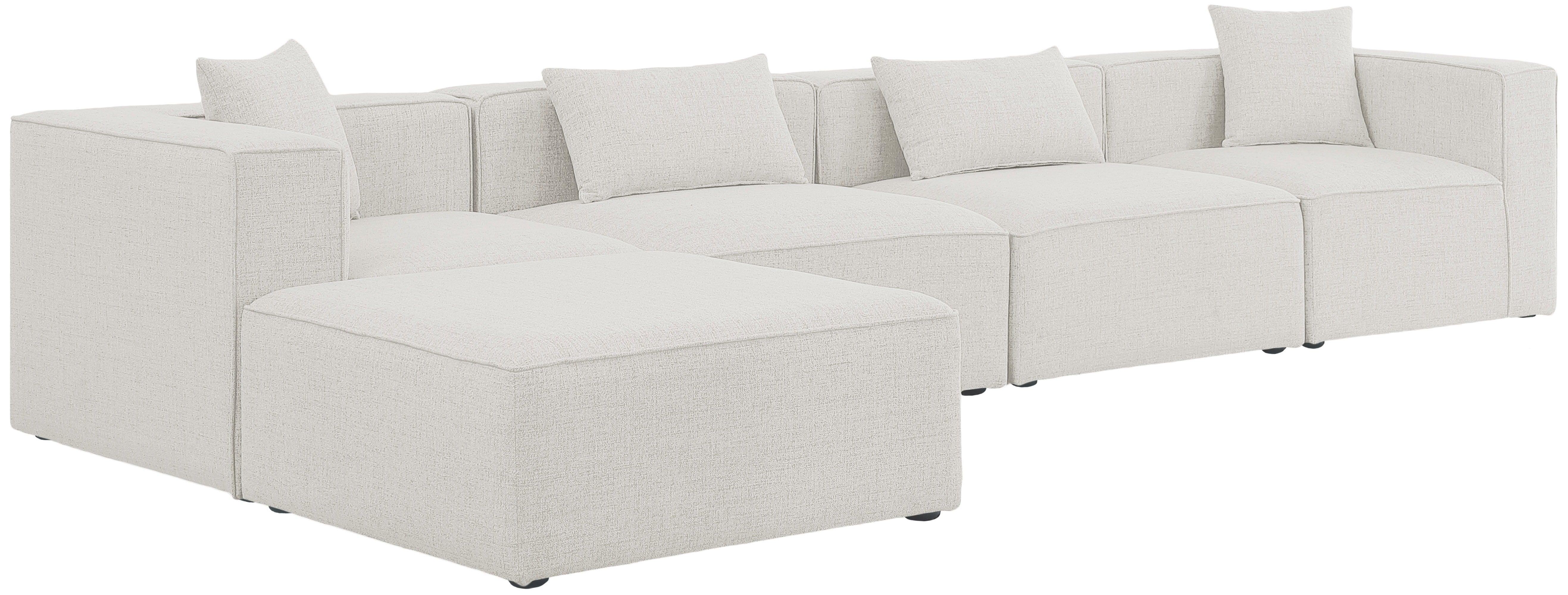 Meridian Furniture - Cube - Modular Sectional 5 Piece - Cream - Fabric - 5th Avenue Furniture