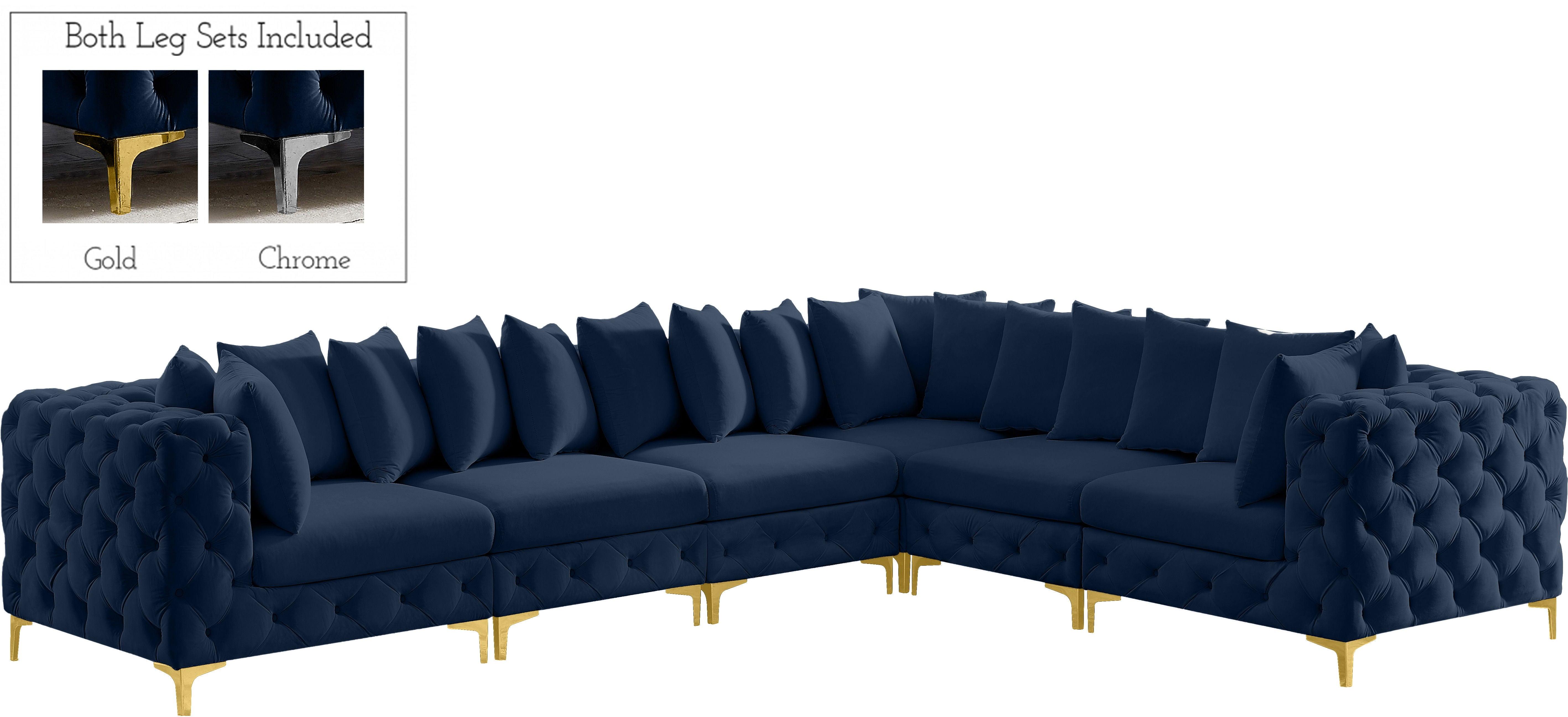 Meridian Furniture - Tremblay - Modular Sectional 6 Piece - Navy - Fabric - 5th Avenue Furniture