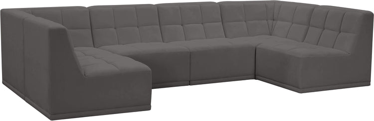Meridian Furniture - Relax - Modular Sectional 6 Piece - Gray - 5th Avenue Furniture
