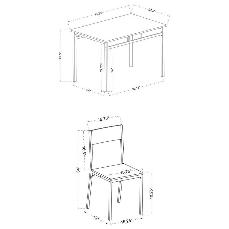 CoasterEveryday - Lana - 5 Piece Dining Set - Ark Brown And Matte Black - 5th Avenue Furniture