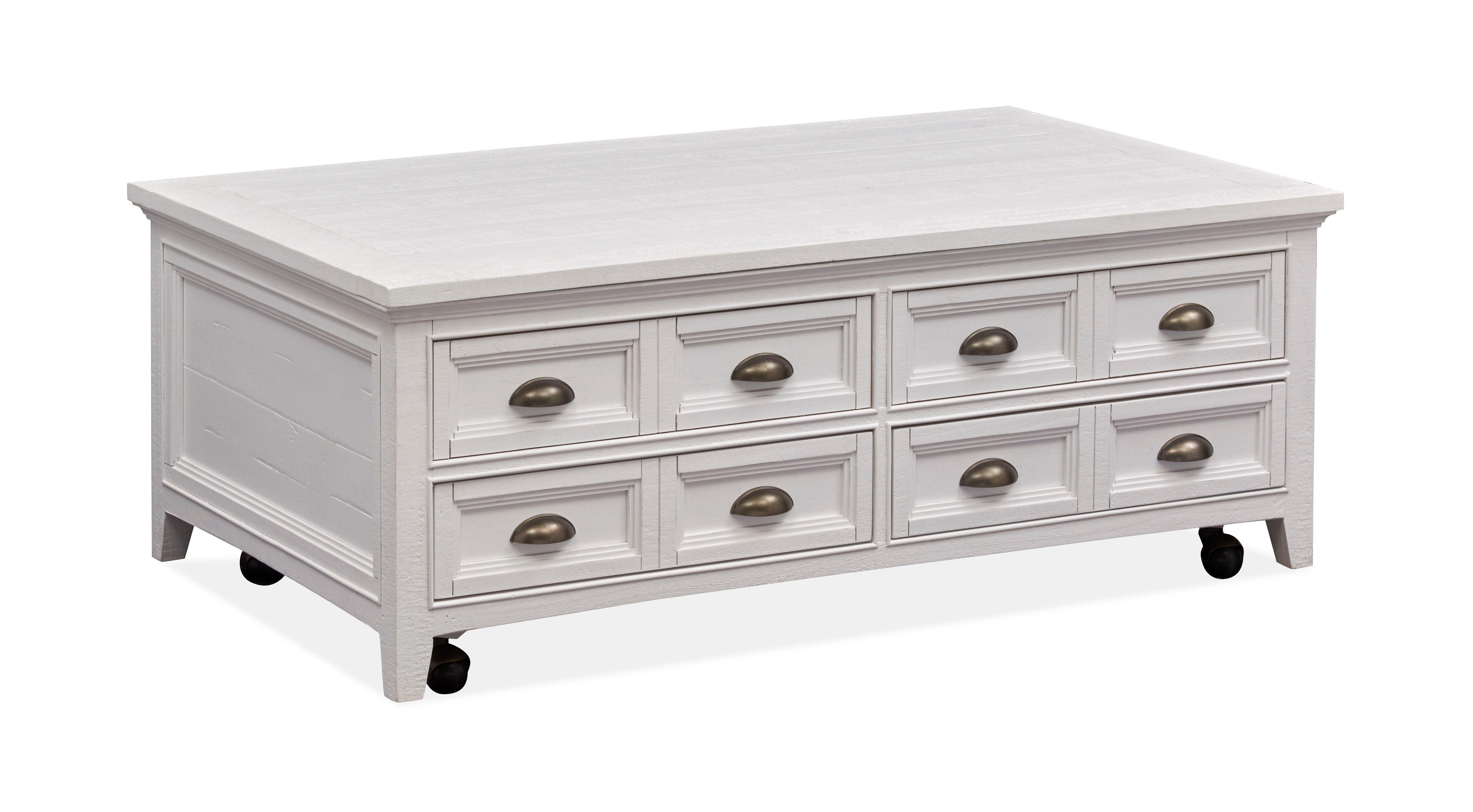 Magnussen Furniture - Heron Cove - Lift Top Storage Cocktail Table With Casters - Chalk White - 5th Avenue Furniture