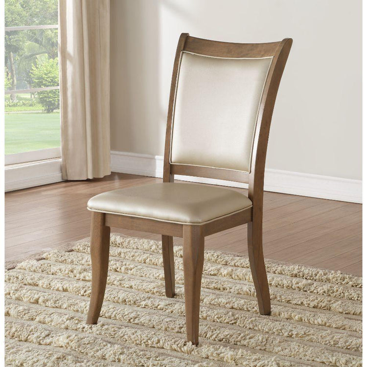 ACME - Harald - Side Chair (Set of 2) - Beige PU & Gray Oak - 5th Avenue Furniture