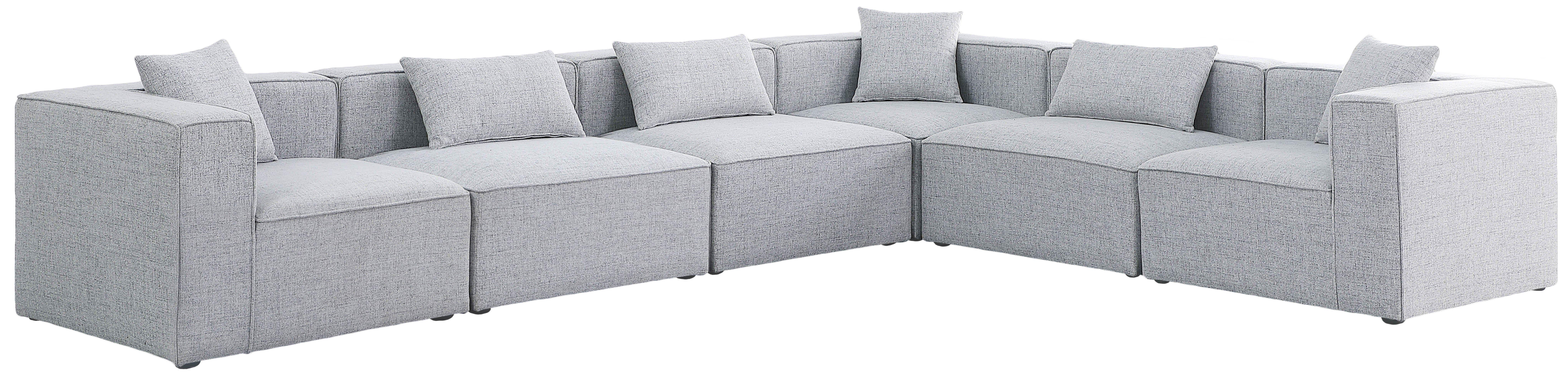 Meridian Furniture - Cube - Modular Sectional 6 Piece - Gray - Modern & Contemporary - 5th Avenue Furniture