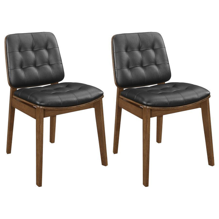 CoasterEssence - Redbridge - Tufted Back Side Chairs (Set of 2) - Natural Walnut And Black - 5th Avenue Furniture