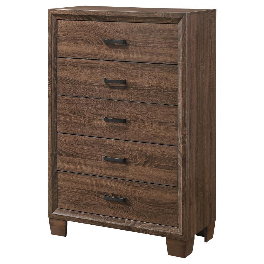 CoasterEveryday - Brandon - 5-Drawer Chest - Medium WArm - Brown - 5th Avenue Furniture