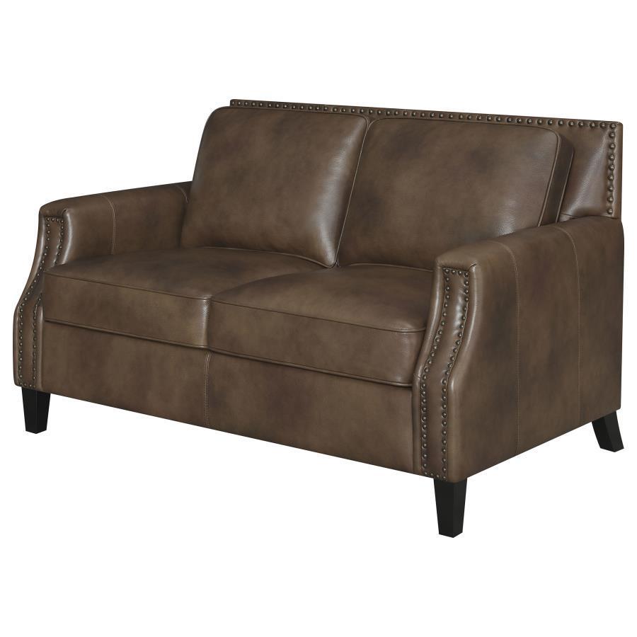 CoasterElevations - Leaton - Upholstered Recessed Arms Loveseat - Brown Sugar - 5th Avenue Furniture