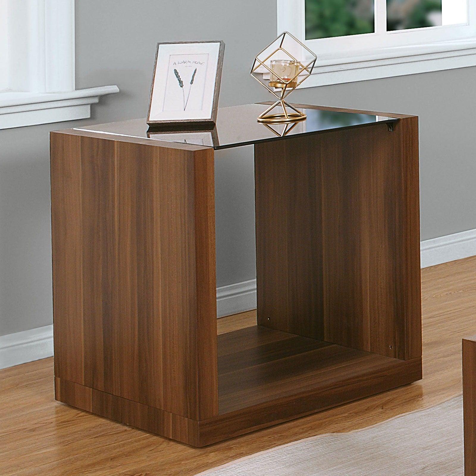 Furniture of America - Langenthal - End Table - Black / Dark Walnut - 5th Avenue Furniture