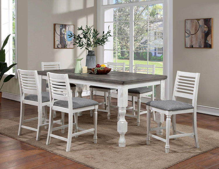 Furniture of America - Calabria - Counter Height Table - Antique White / Gray - 5th Avenue Furniture