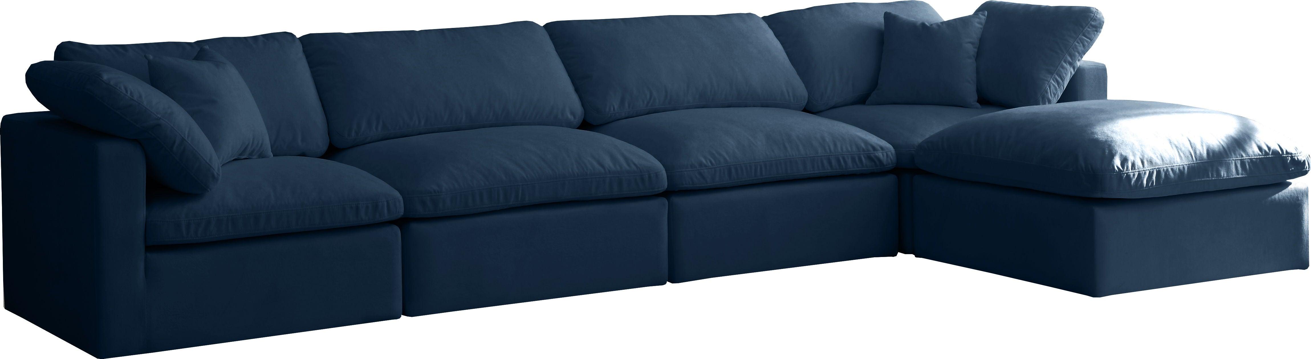 Meridian Furniture - Plush - Velvet Standart Comfort Modular Sectional - Navy - Modern & Contemporary - 5th Avenue Furniture