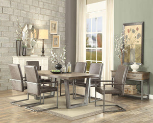 ACME - Lazarus - Dining Table - Weathered Oak & Antique Silver - 5th Avenue Furniture