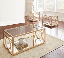 Steve Silver Furniture - Olympia - 3 Piece Table Set - Gold - 5th Avenue Furniture