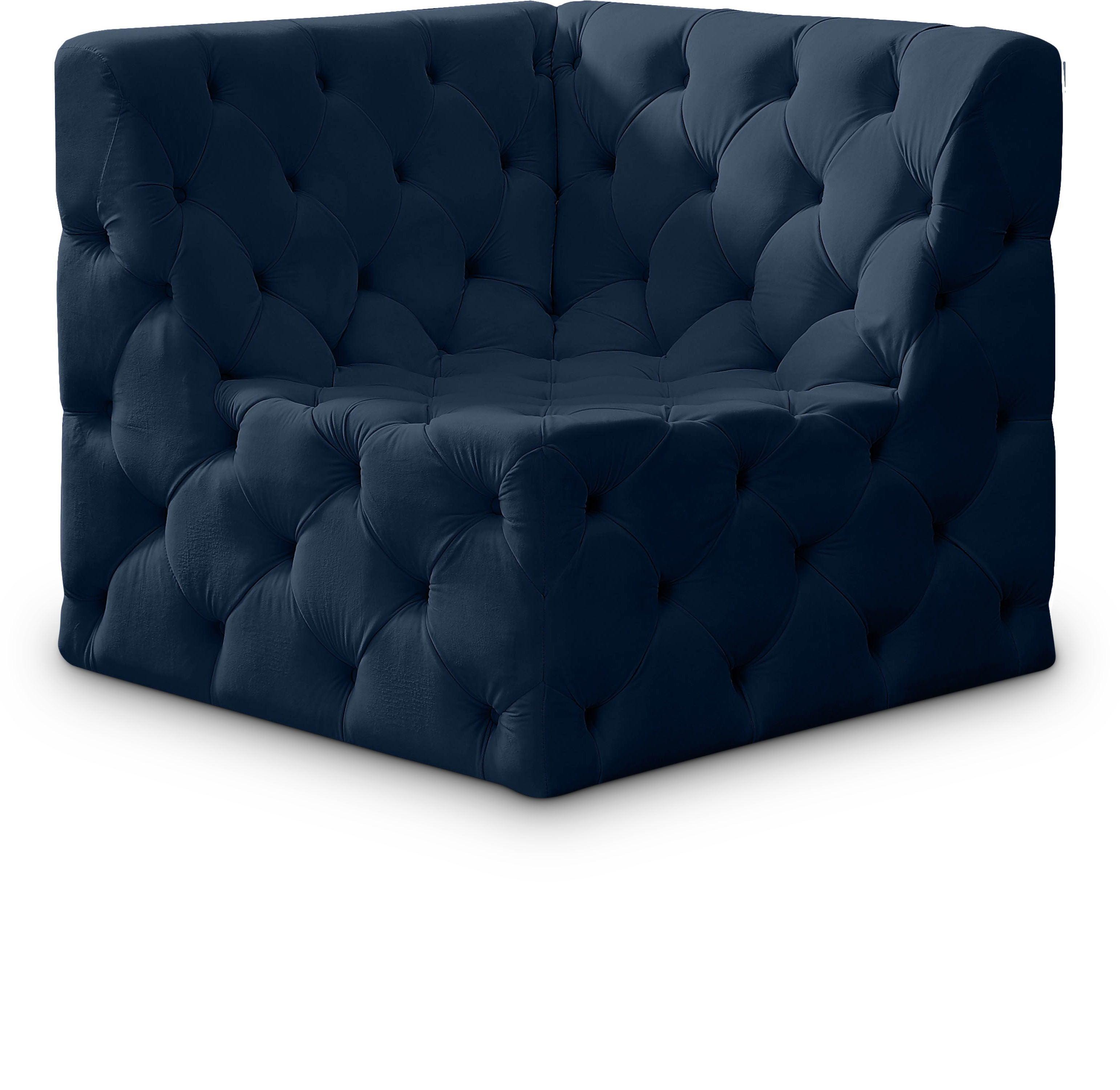 Meridian Furniture - Tuft - Corner Chair - Navy - 5th Avenue Furniture