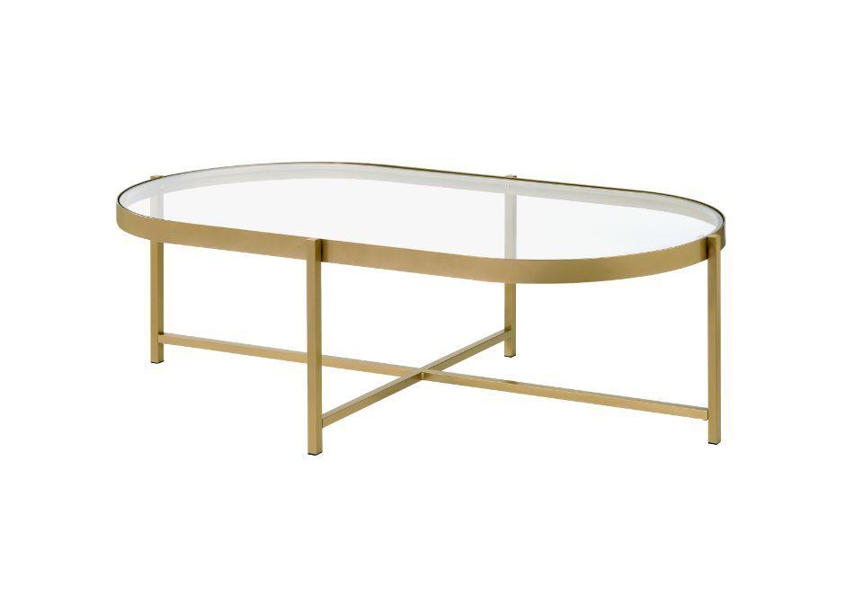 ACME - Charrot - Coffee Table - Clear Glass & Gold Finish - 5th Avenue Furniture