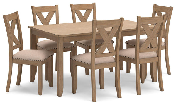 Signature Design by Ashley® - Sanbriar - Light Brown - Rect Drm Table Set (Set of 7) - 5th Avenue Furniture
