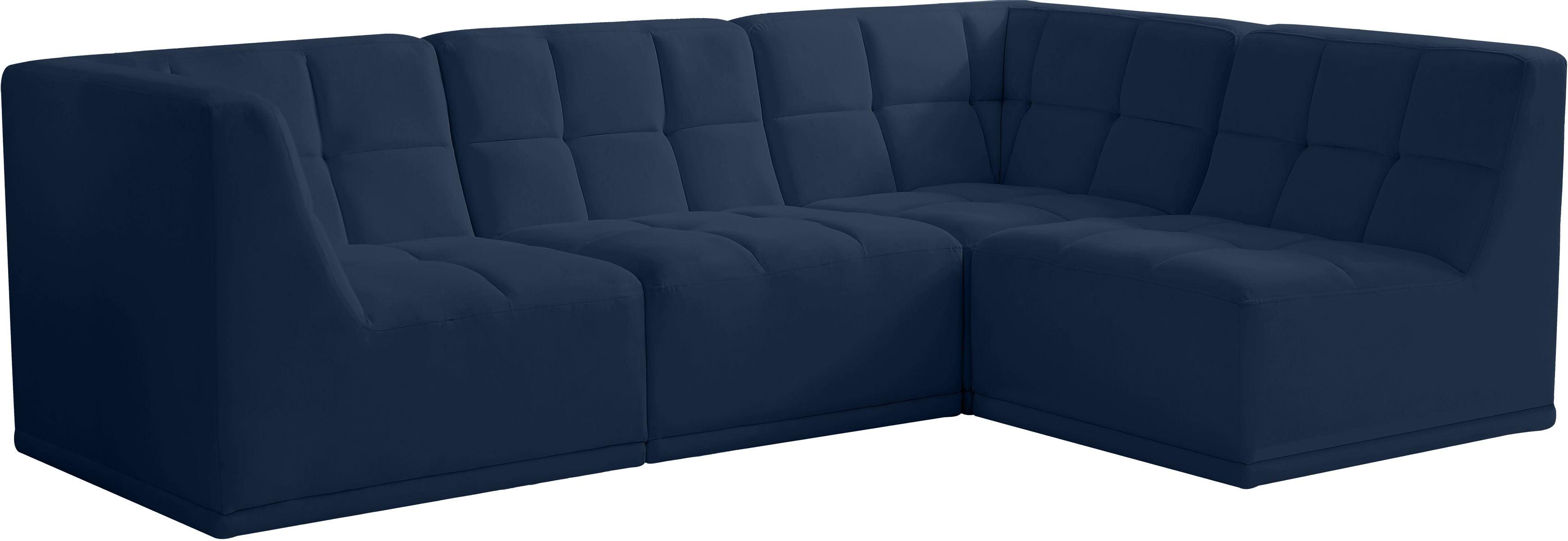 Meridian Furniture - Relax - Modular Sectional 4 Piece - Navy - 5th Avenue Furniture