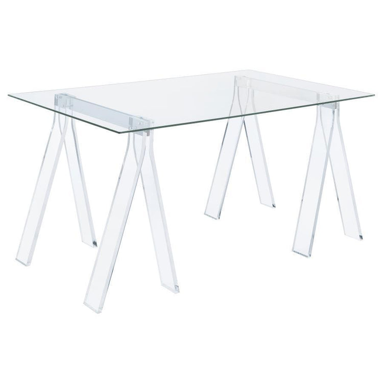 CoasterEssence - Amaturo - Writing Desk With Glass Top - Clear - 5th Avenue Furniture