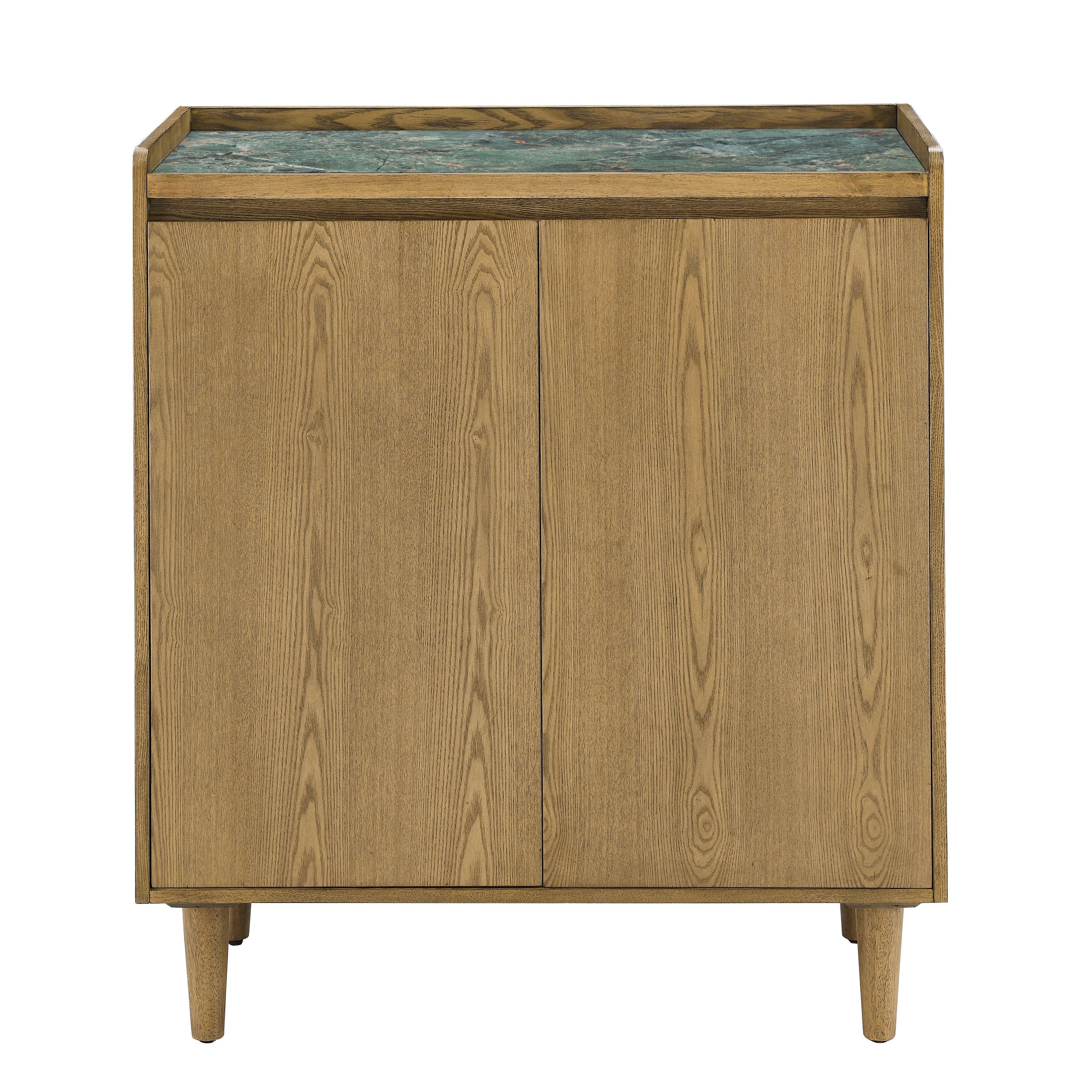 Steve Silver Furniture - Novato - Bar Cabinet With Sintered Stone Inlay Top - Light Brown - 5th Avenue Furniture
