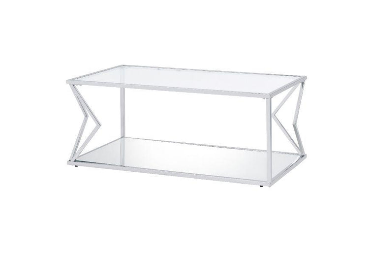 ACME - Virtue - Coffee Table - Clear Glass & Chrome Finish - 5th Avenue Furniture